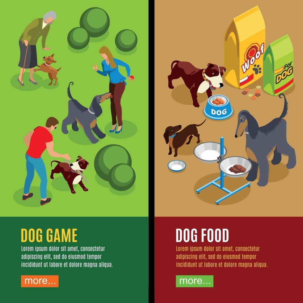 Dog Vertical Isometric Banners Vector Illustration