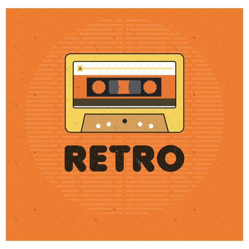 Retro theme cassette free vector illustration