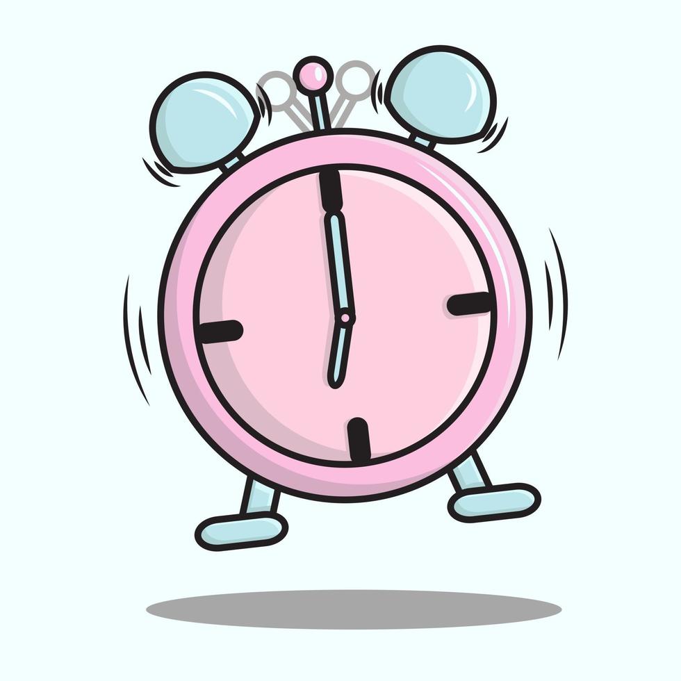 alarm clock in pastel pink and blue illustration vector