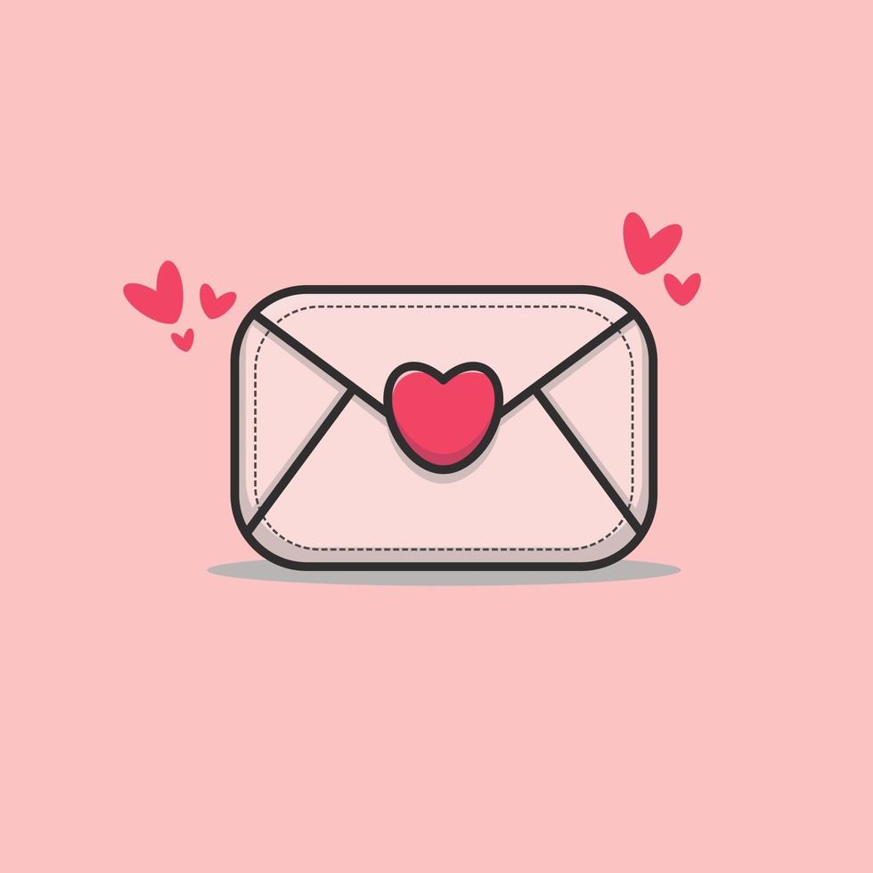 pink romantic letter envelope and heart shape illustration vector