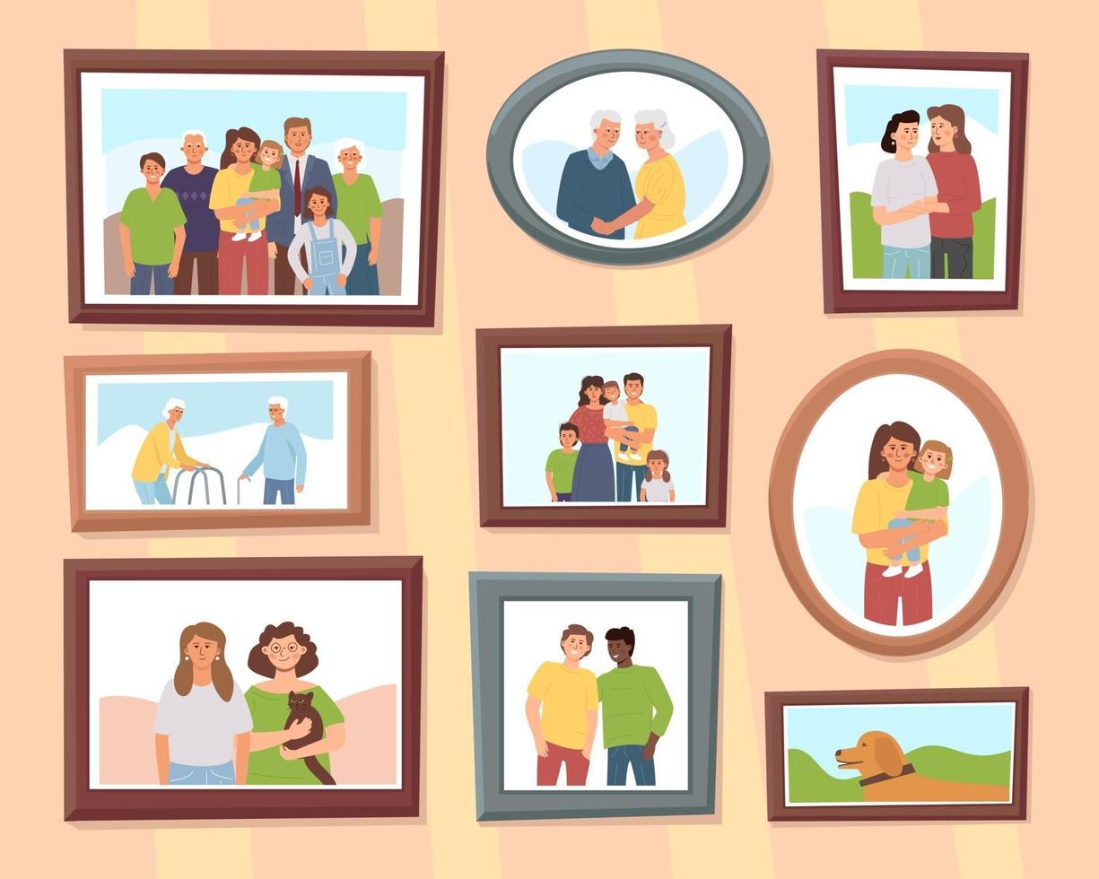 Different family photos vector