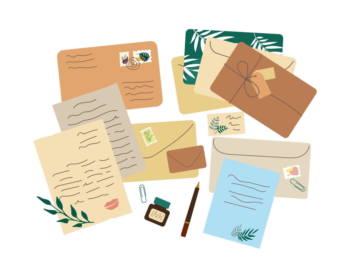 Different envelopes and letters vector