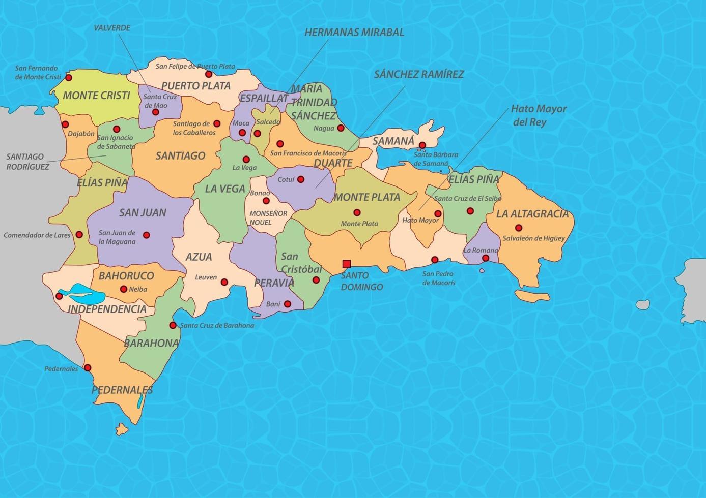 Dominican Republic map with states vector