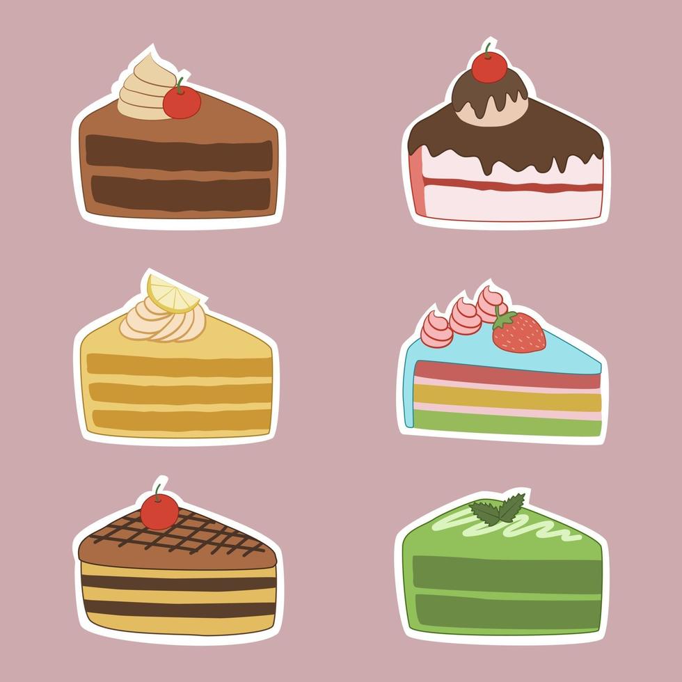 Cute cakes sticker vector design