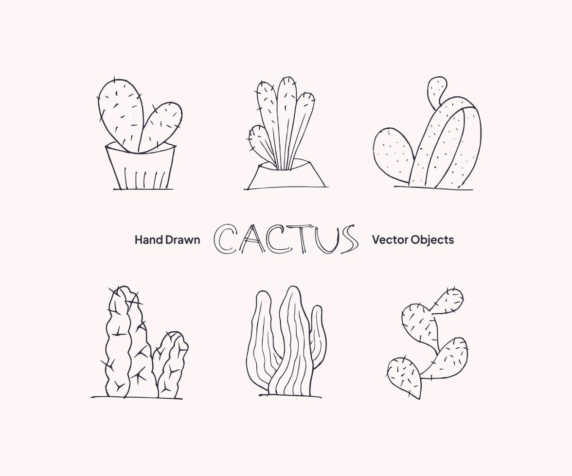 cactus dibujados a mano objetos vectoriales vector