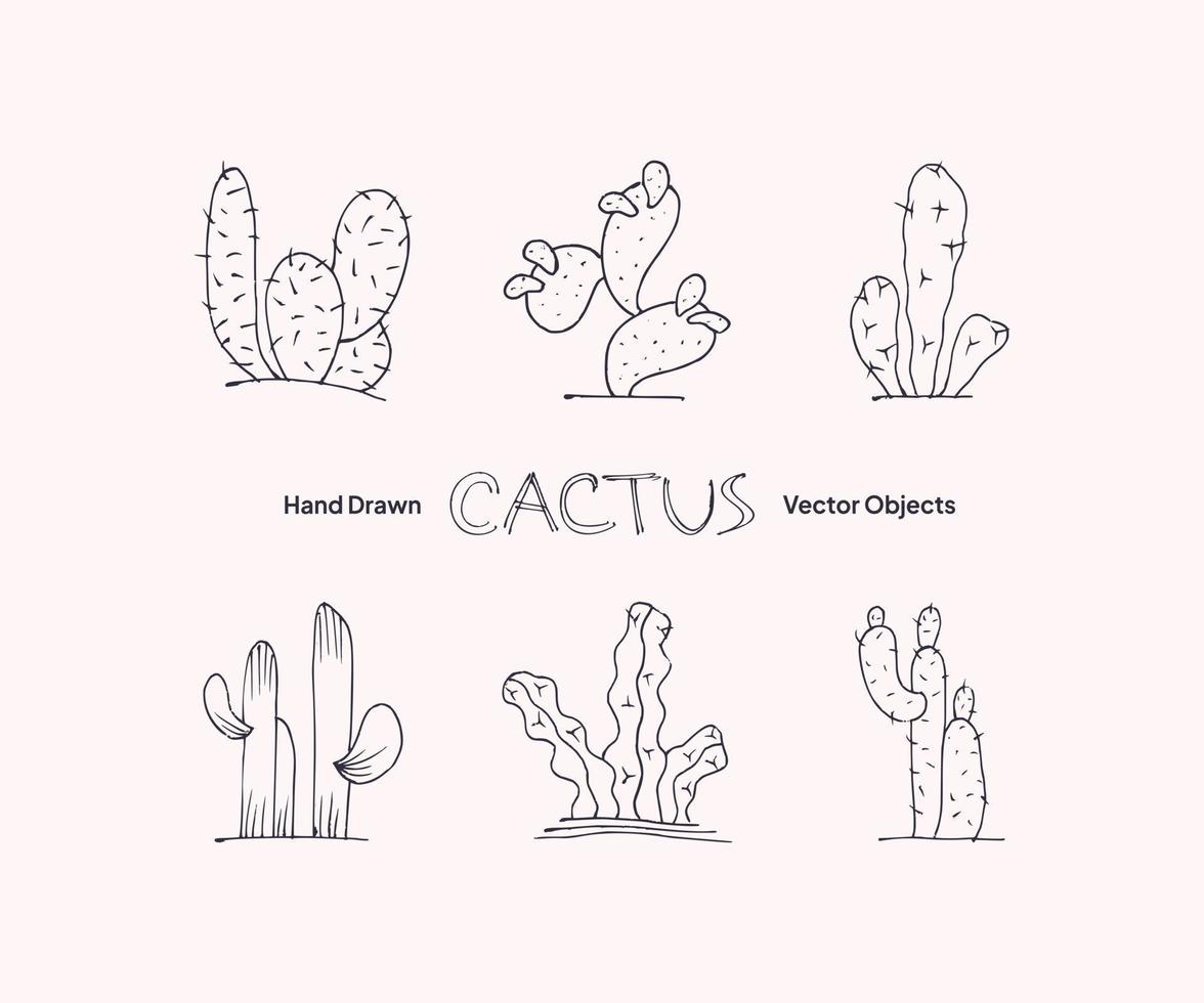 cactus dibujados a mano objetos vectoriales vector