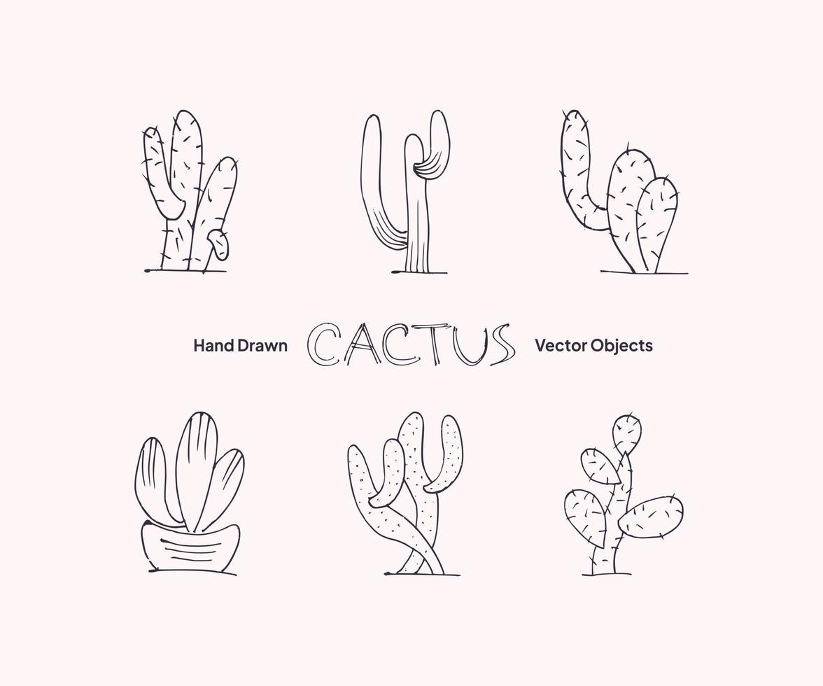 cactus dibujados a mano objetos vectoriales vector