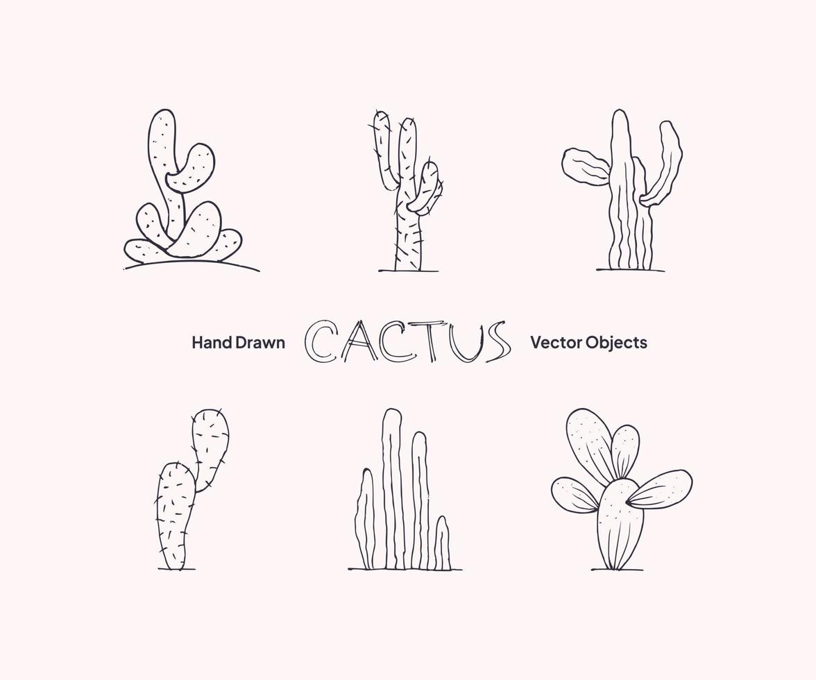 Cactus Hand Drawn Vector Objects