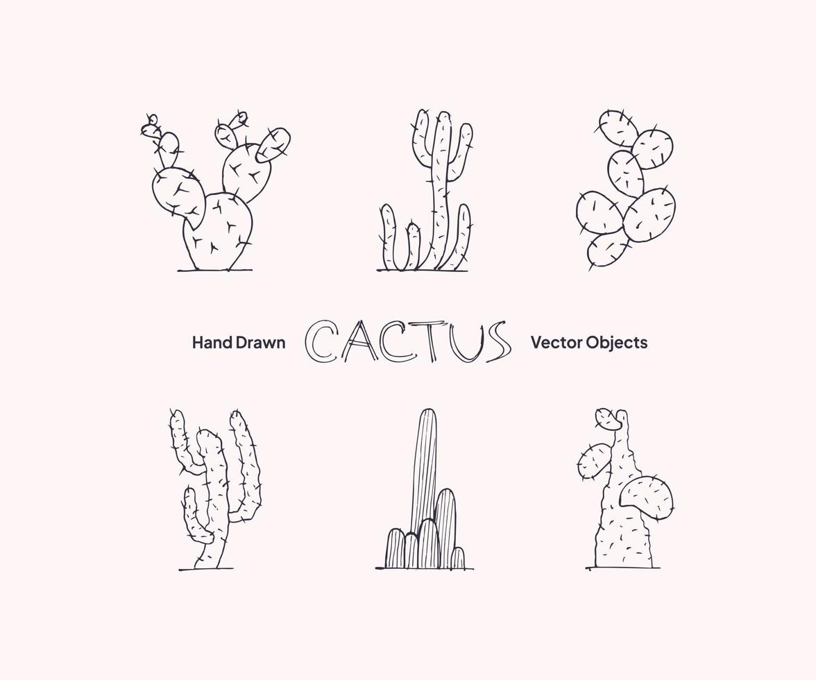 Cactus Hand Drawn Vector Objects