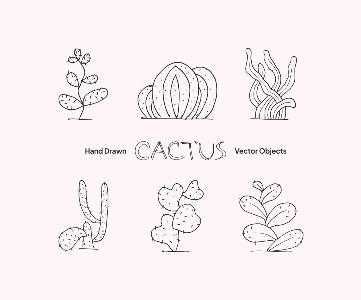 Cactus Hand Drawn Vector Objects