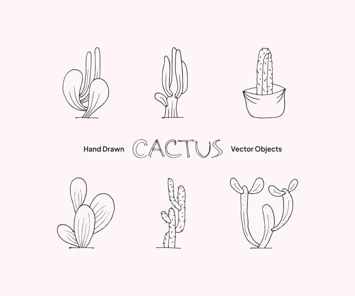 cactus dibujados a mano objetos vectoriales vector
