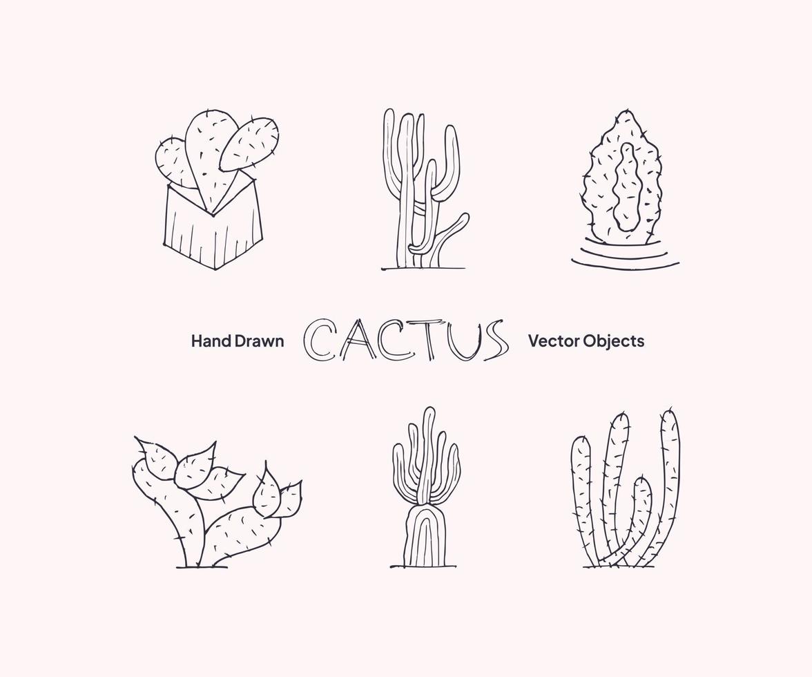Cactus Hand Drawn Vector Objects