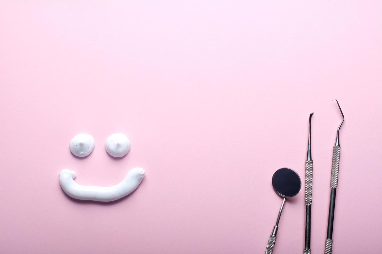 Dental tools in simple dental health concept photo