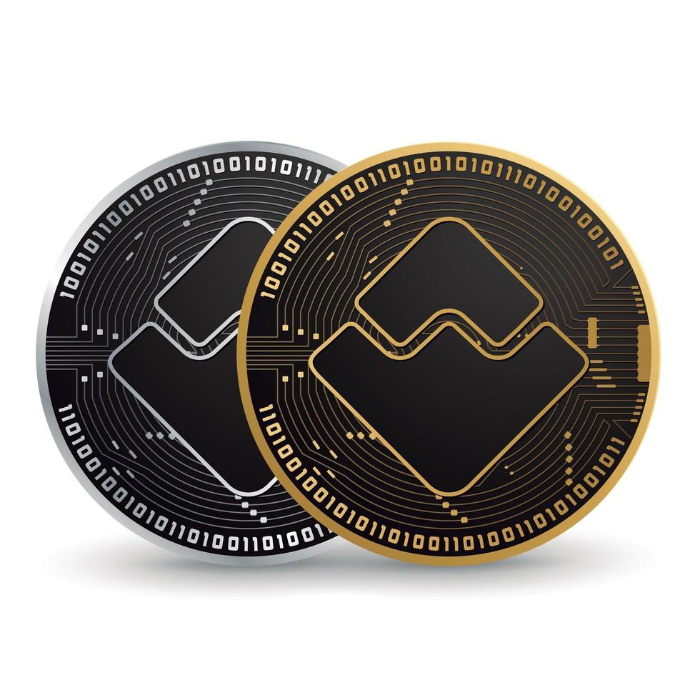 Waves Gold and Silver Cryptocurrency vector