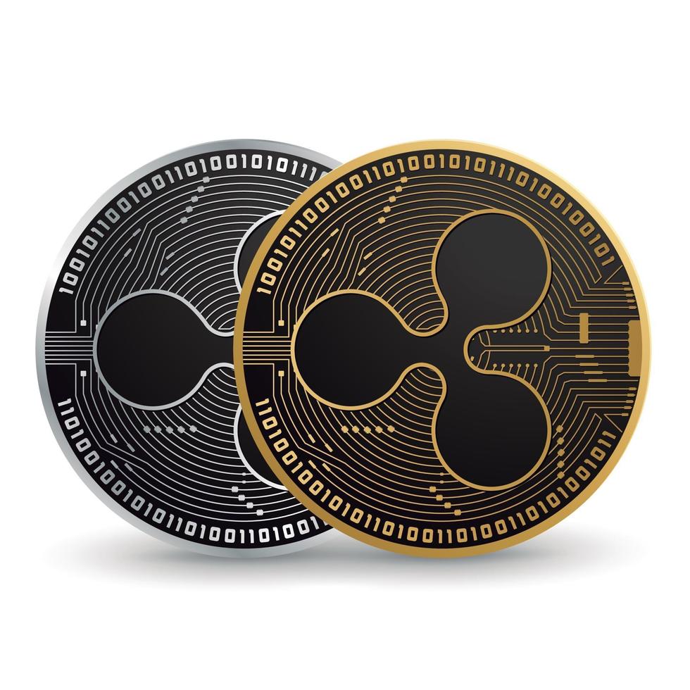 Ripple Gold and Silver Cryptocurrency vector