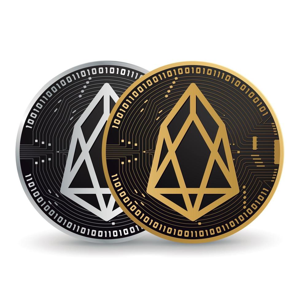 criptomoneda eos oro y plata vector