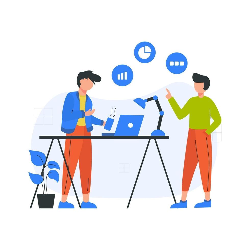 Internet marketing promotes and analyzes advertisements on social media vector illustration