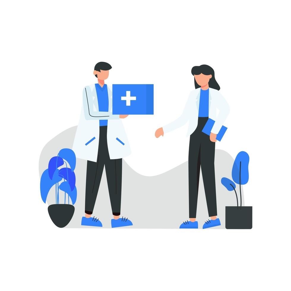 Dentist discusses and checks the dental health of patients vector illustration