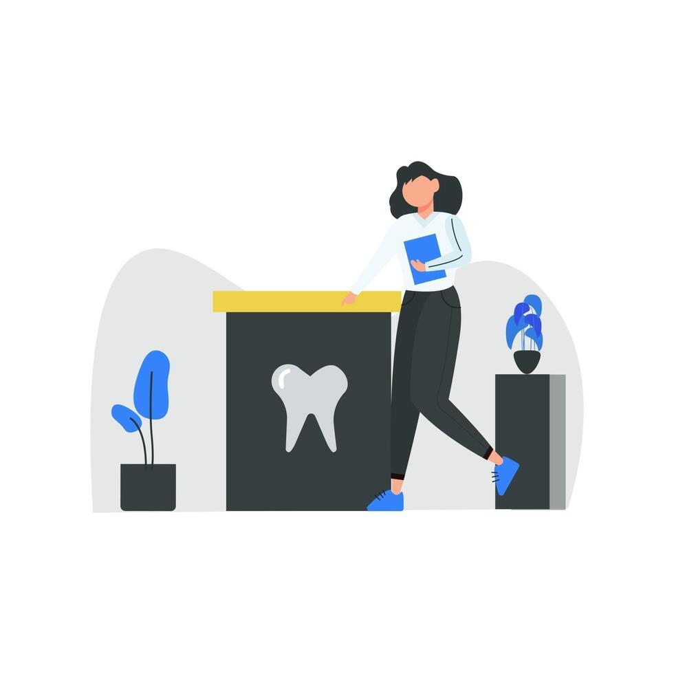 Dentist discusses and checks the dental health of patients vector illustration