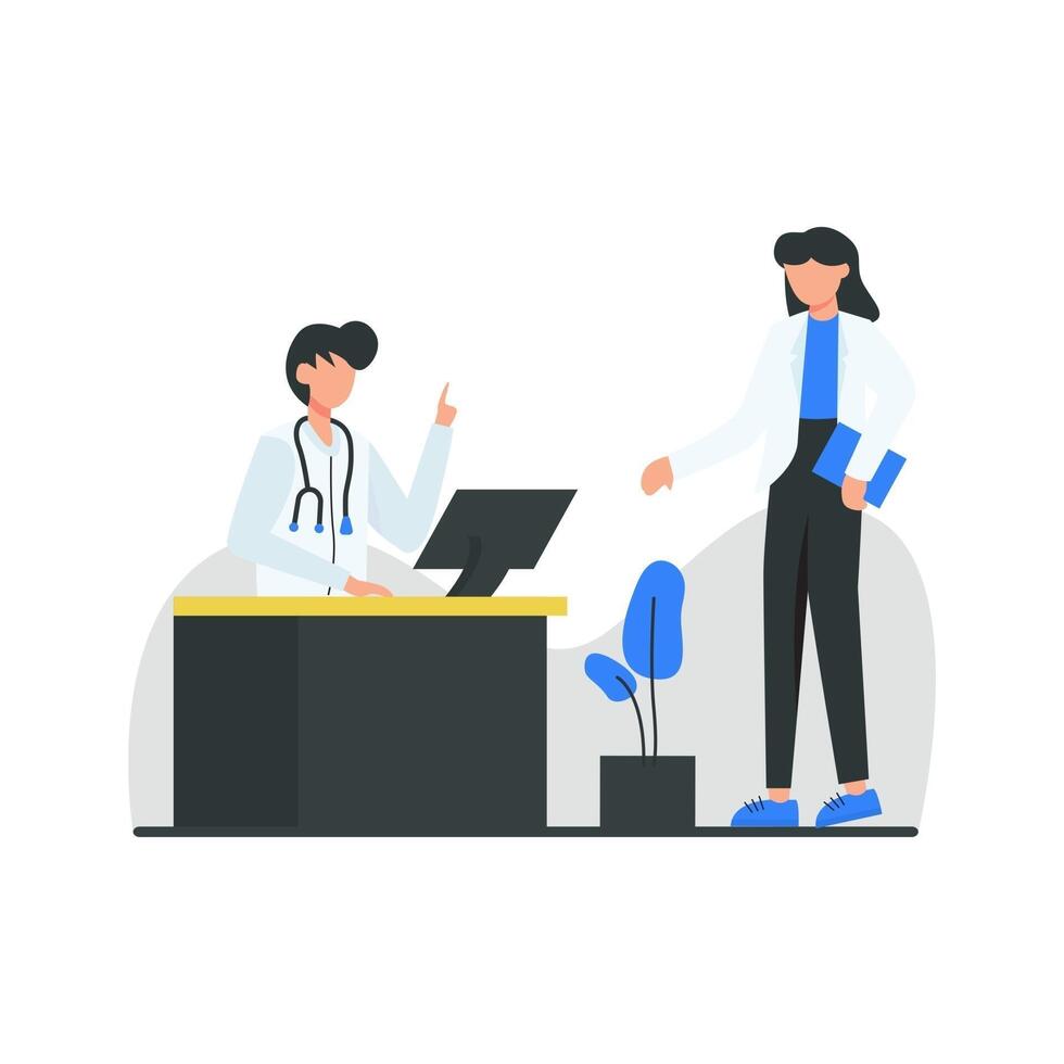 Dentist discusses and checks the dental health of patients vector illustration