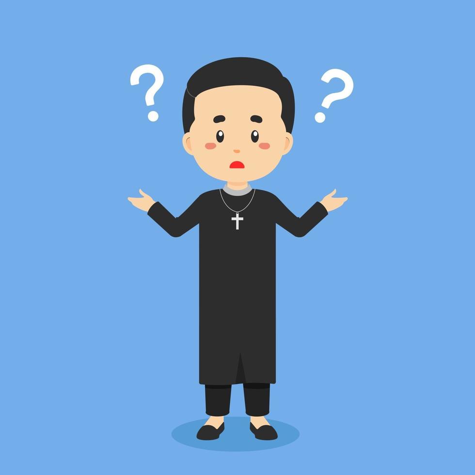 Catholic Priest Confused with Question Mark vector