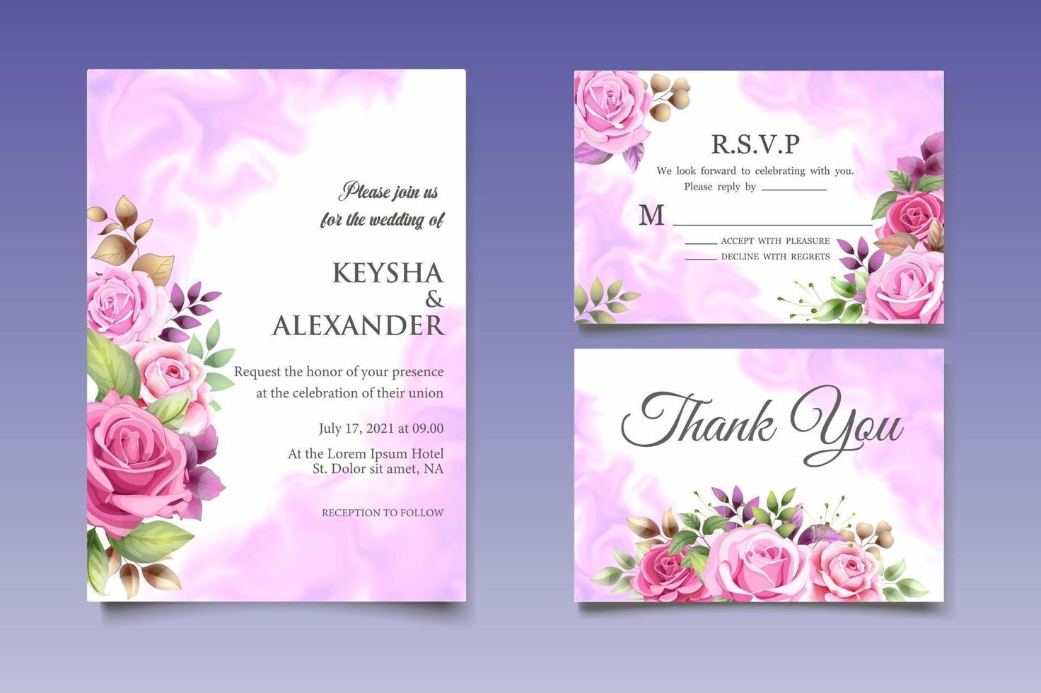 Beautiful Hand Drawing Floral Wedding Invitation Card vector