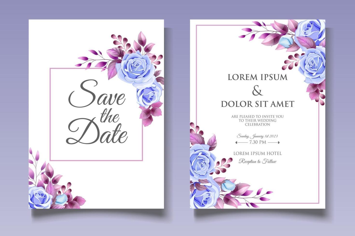 hermosa tarjeta de invitación de boda floral vector
