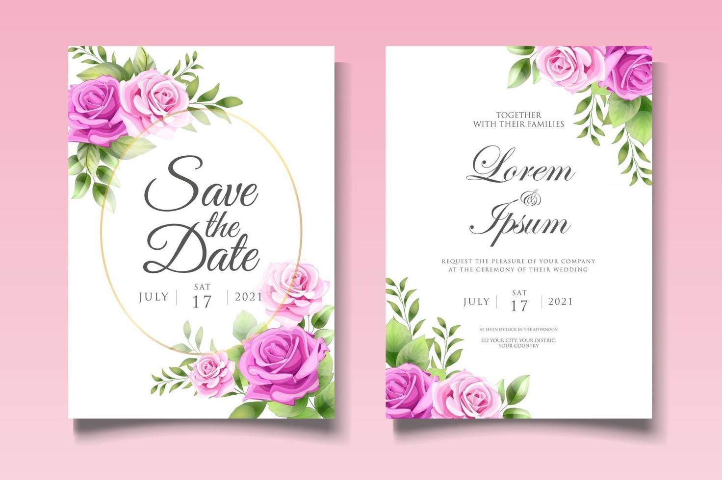 Beautiful Floral Wedding Invitation Card vector