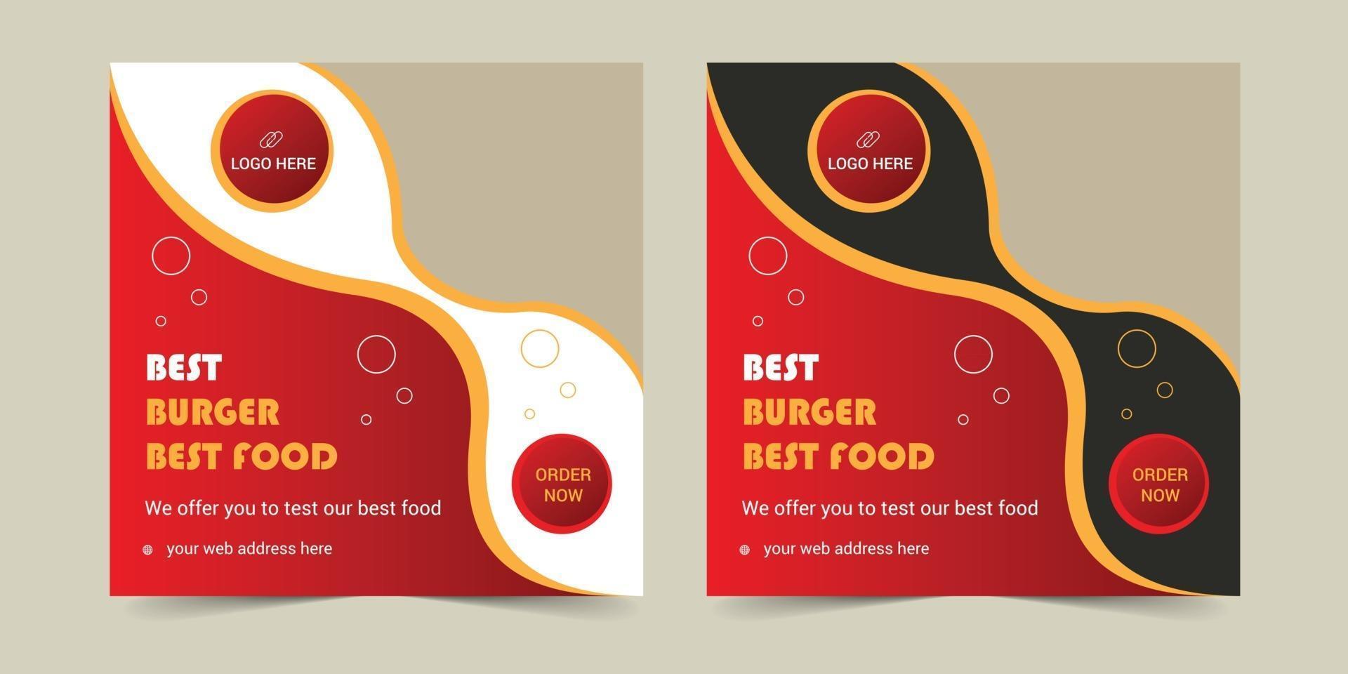 Social media food banner set design vector