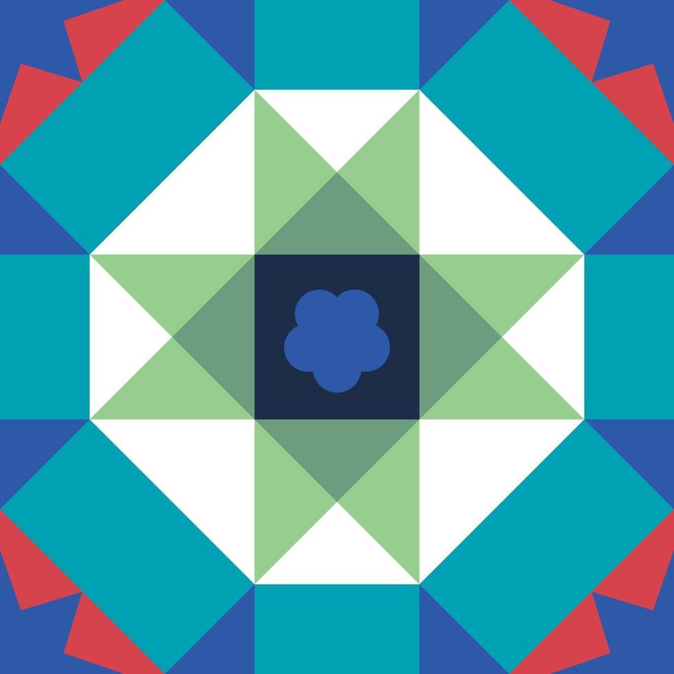 Peranakan cultural tile pattern geometrical seamless pattern background vector