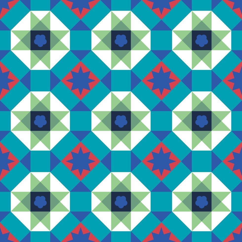 Geometrical seamless vintage Peranakan Baba Nyonya Tiles Pattern in Georgetown Penang vector