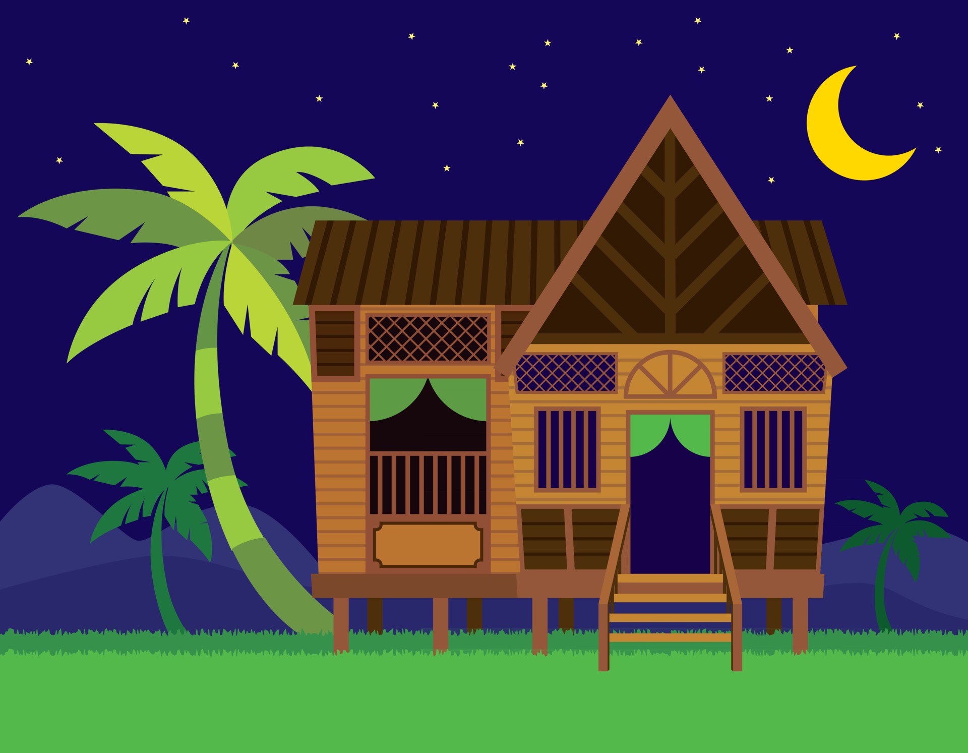 Beautiful Traditional Malay village house Rumah Kampung Melayu with