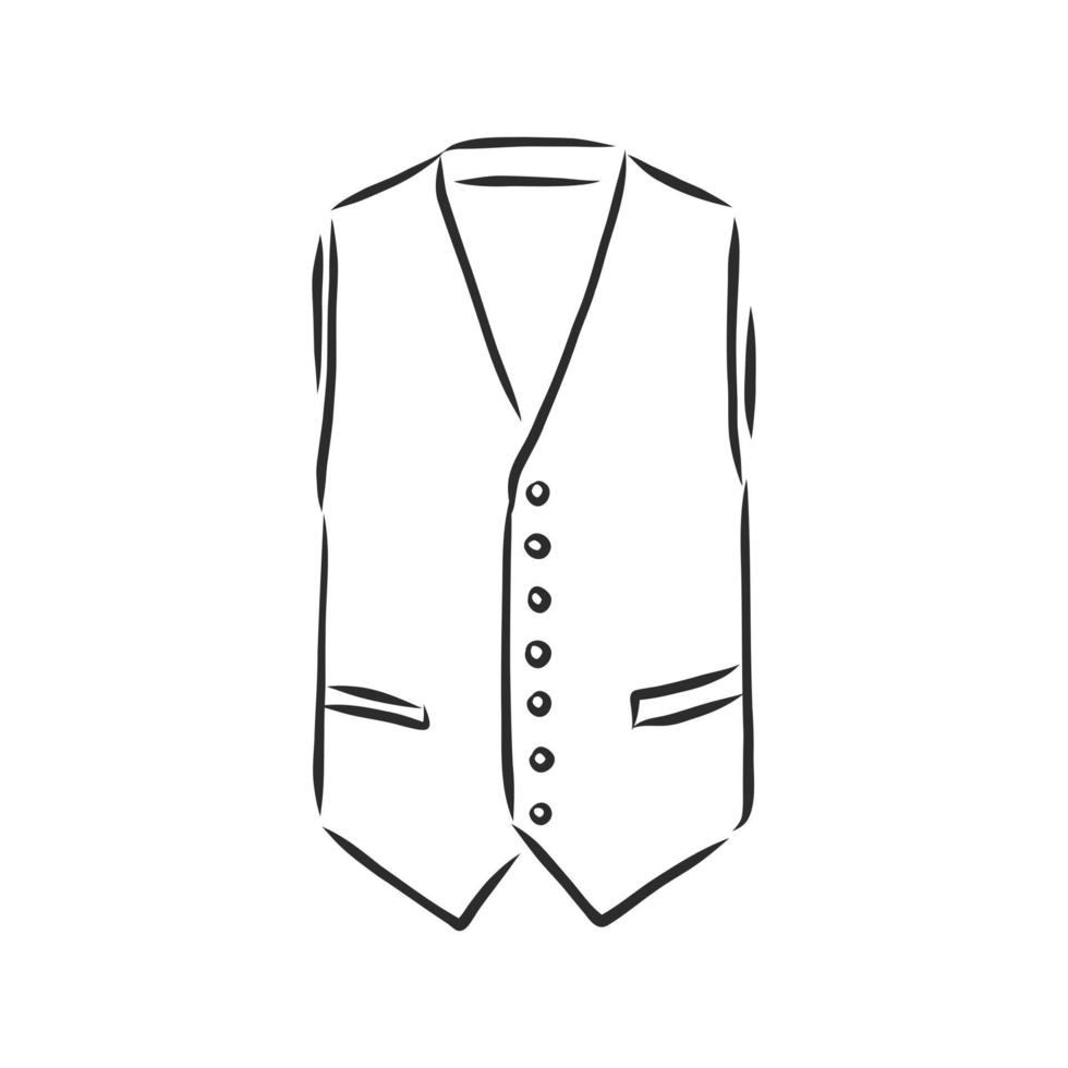 Waistcoat vector sketch icon isolated on background Hand drawn Waistcoat icon Waistcoat sketch icon