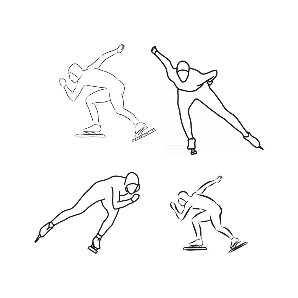 Speed skating stylized silhouette icon speed skating vector sketch illustration