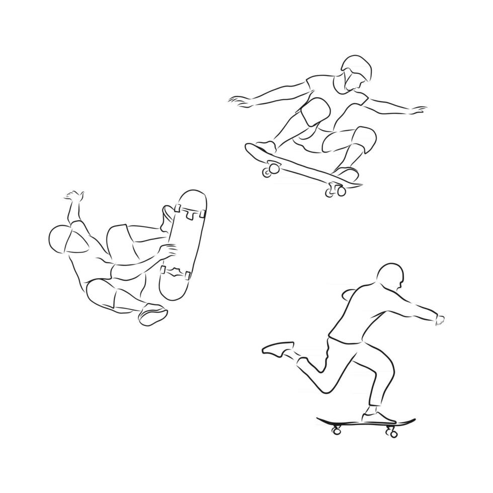 Skateboarding drawing vector skateboarder vector sketch illustration