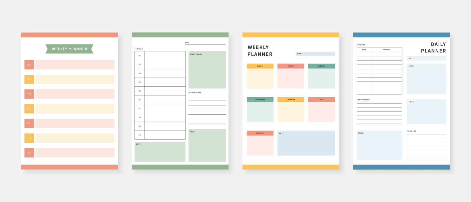 Modern Planner Template Set Set Of Planner And To Do List Monthly Weekly Daily Planner Template Vector Illustration 2398909 Vector Art At Vecteezy