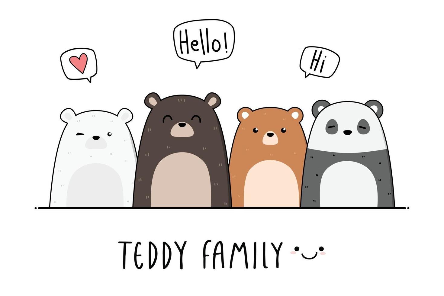 Cute teddy bear polar bear and panda greeting cartoon doodle 2398971 Vector  Art at Vecteezy