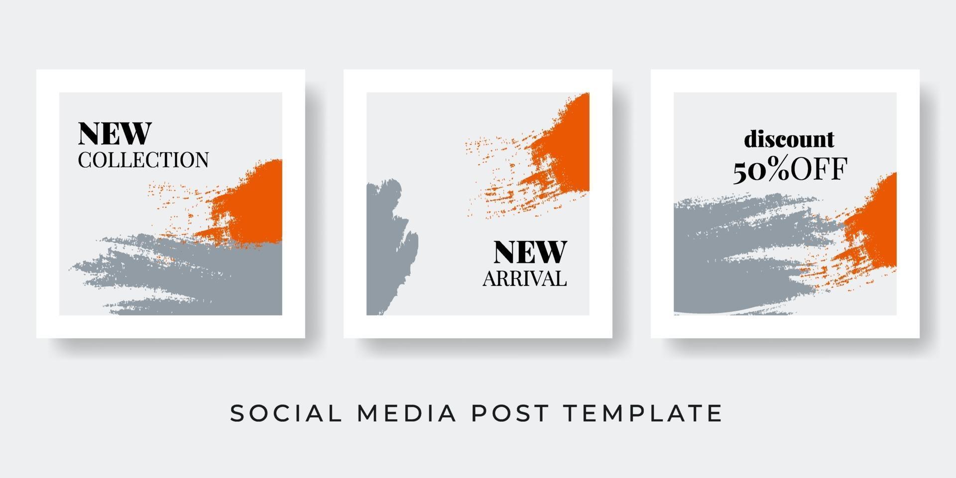 Social media vintage stories and post creative Vector set Background template with copy space text brush shapes