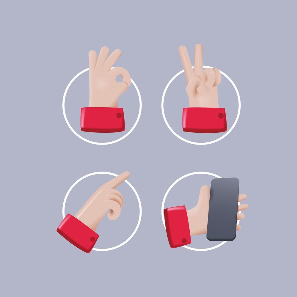 3d hand icon vector