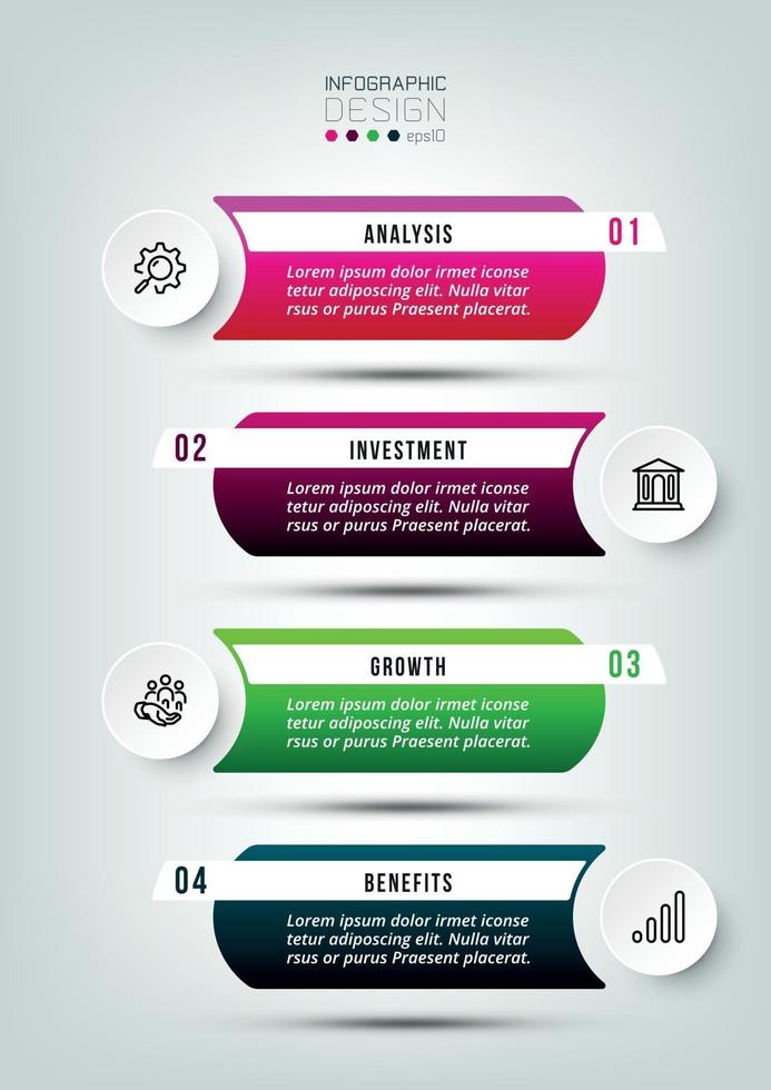 4 step process work flow infographic template vector