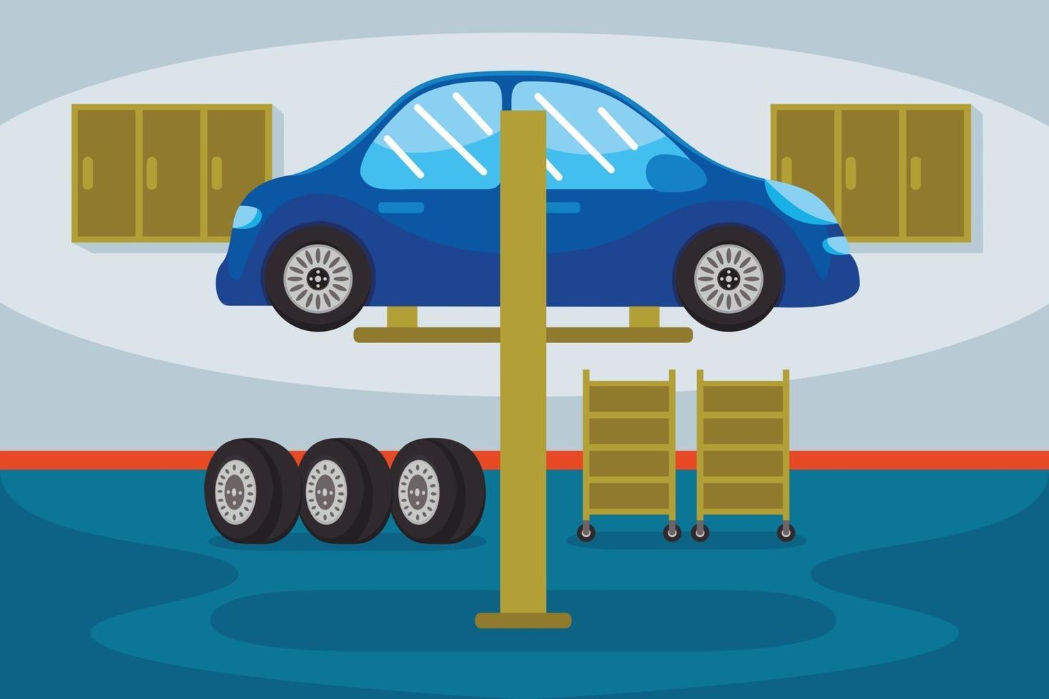 Car Service Station Vector Illustration