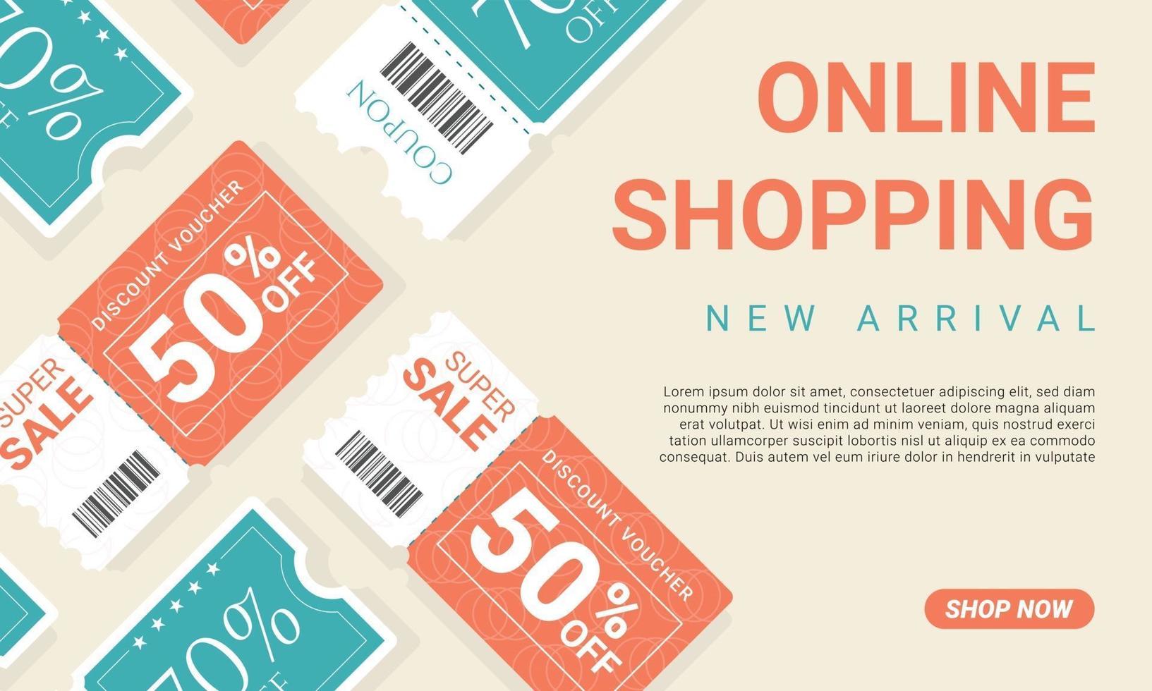 Flat design online shopping and sale Minimalistic background vector