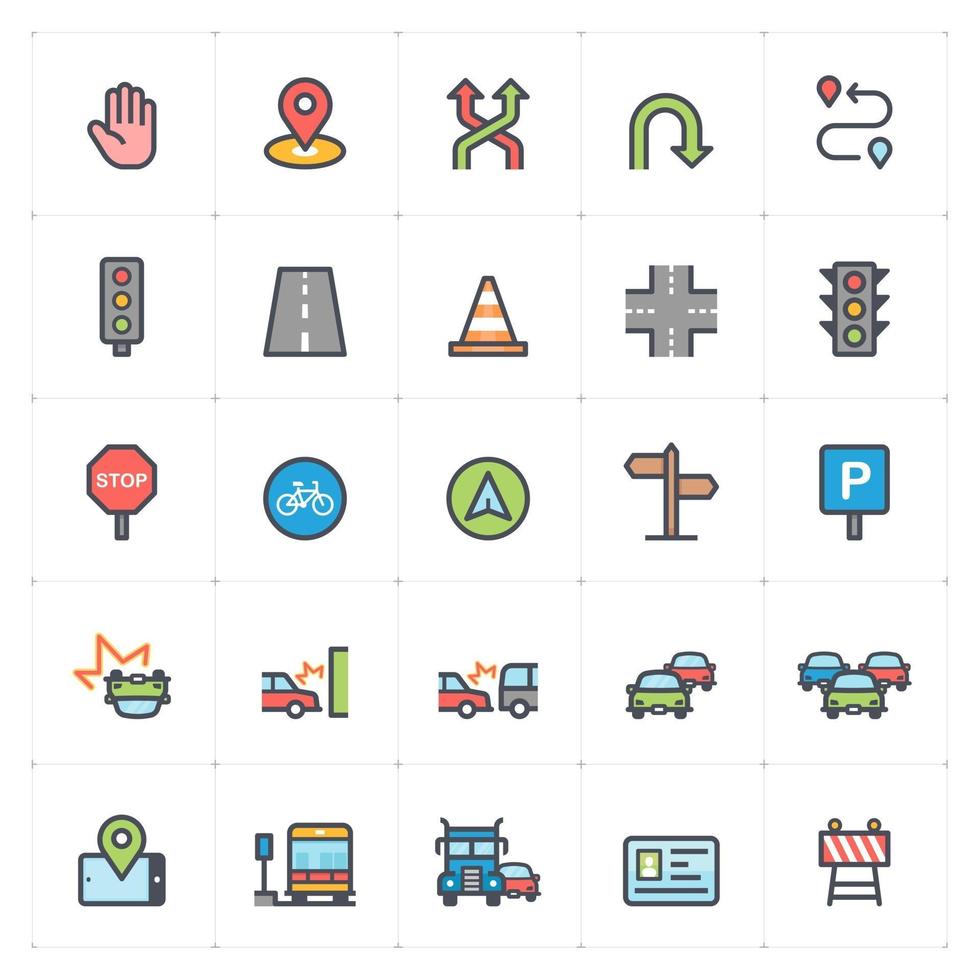 Traffic and Accident Color Icon vector