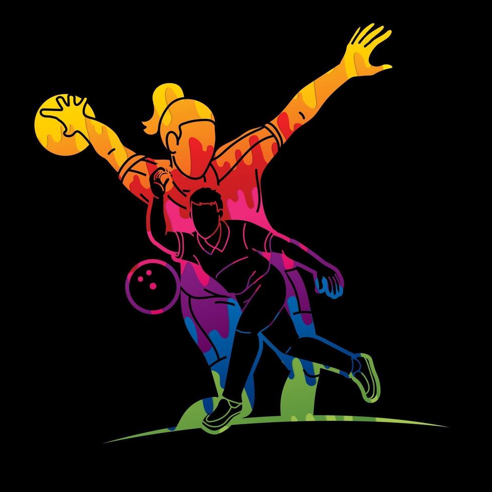 Abstract Bowling Players Man and Female vector