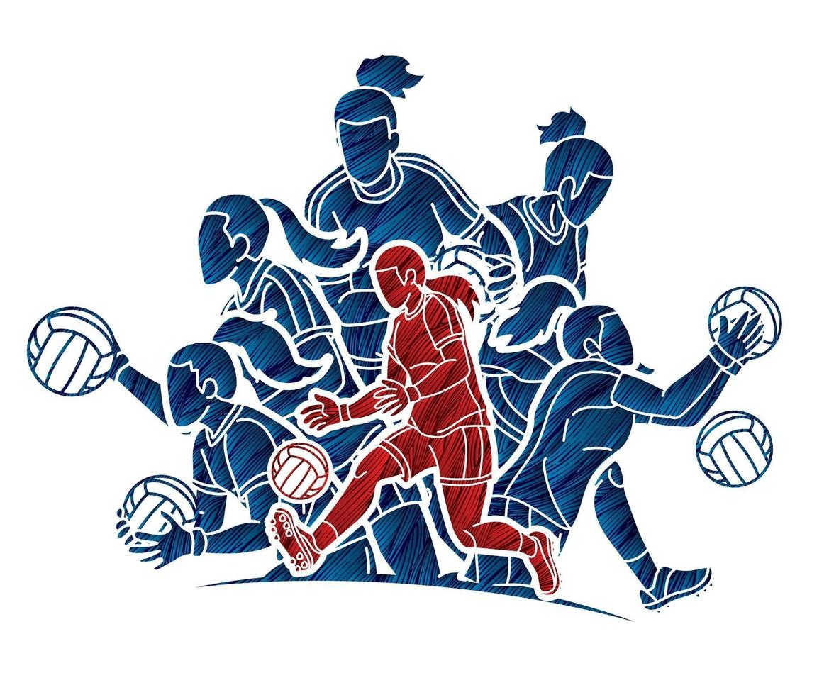 Group of Gaelic Football Sport Female Players vector