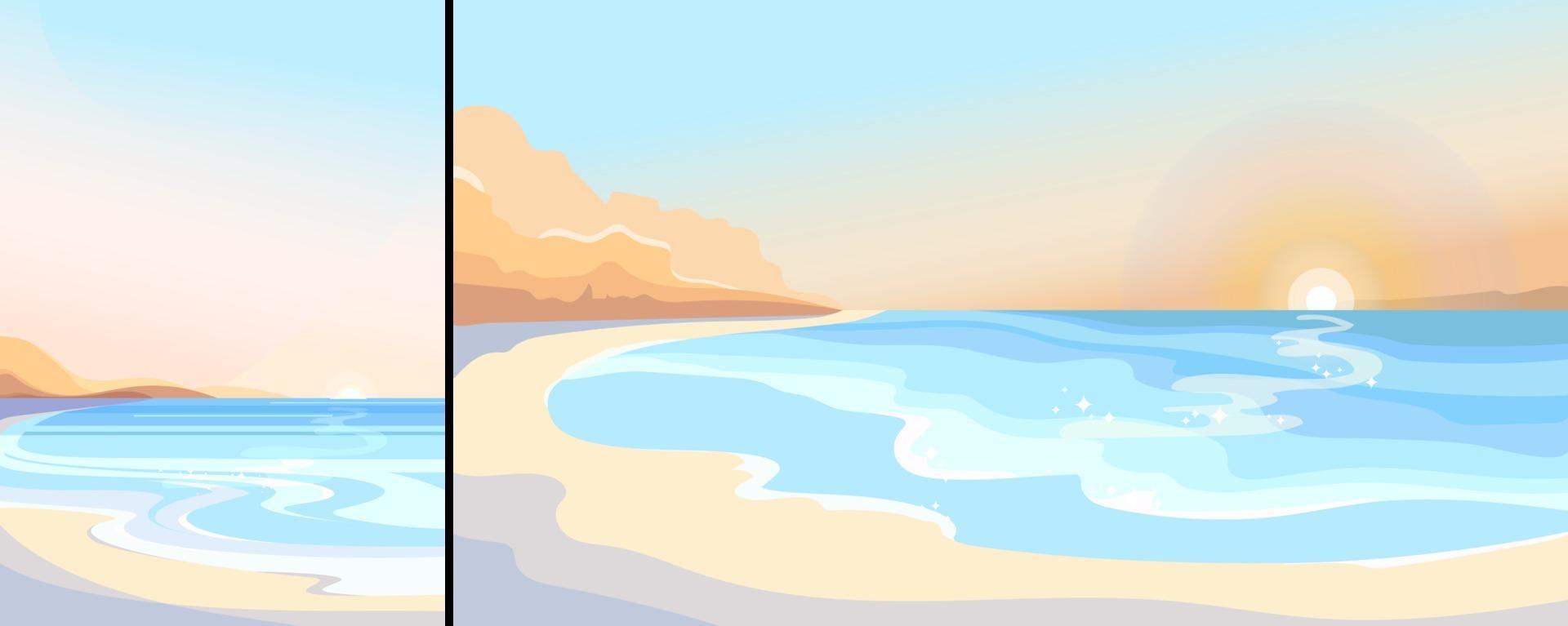 Beach at dawn in vertical and horizontal orientation vector