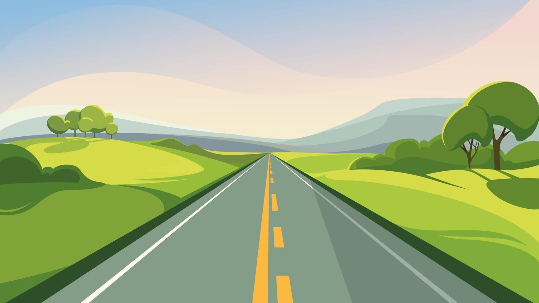 Summer road stretching into the horizon vector
