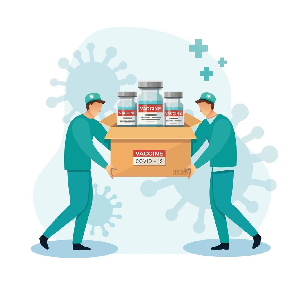 delivery of covid  vaccines Medicine healthcare concept Vector illustration