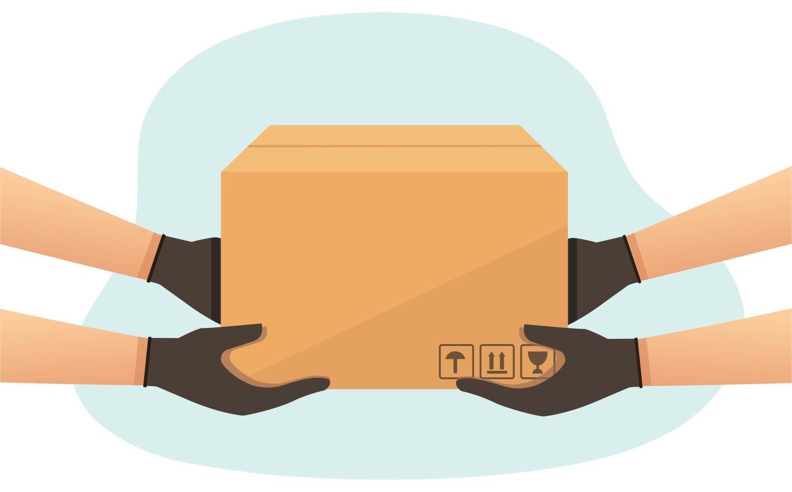 Delivery courier man with a box Delivery of goods vector