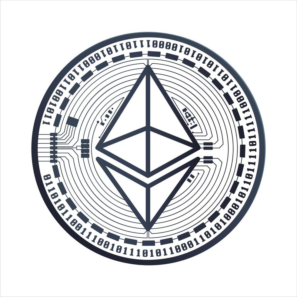 criptomoneda ethereum oro y plata vector